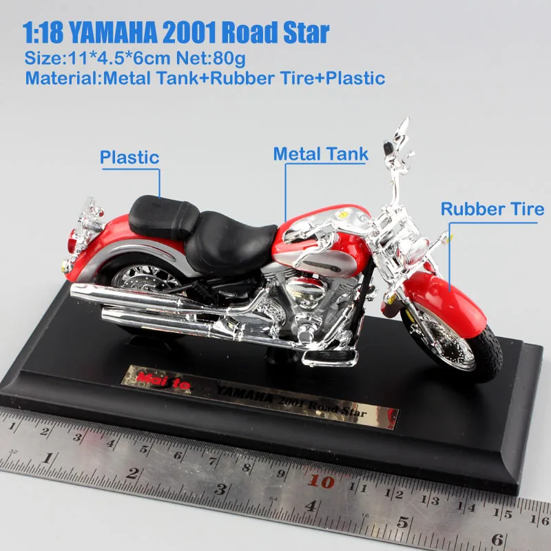 1/18 масштабные детские мини металлические Литые под давлением YAMAHA 2001 Road Star Silverado touring cruiser модели мотоциклов Коллекция игрушек для детей - Цвет: 2001RoadStar