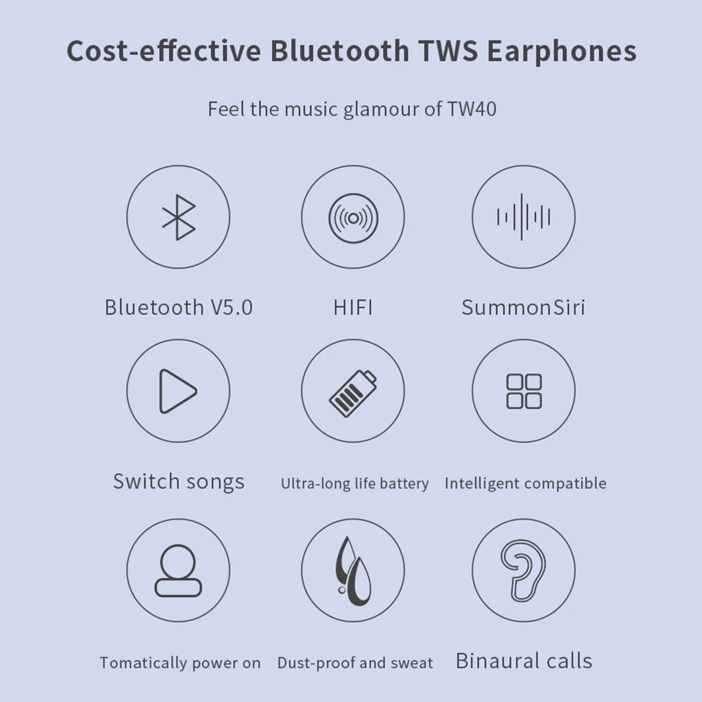 BT5.0 Bluetooth наушники стерео Bluetooth гарнитура TWS беспроводные вкладыши с микрофоном наушники-вкладыши спортивные игровые Bluetooth наушники