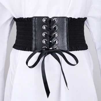 

Women's Belt with Lace beige Waistband Elastic Decorate Beauty Wide Cummerbunds party Corset Slim Fashion Trend Skirt waist seal