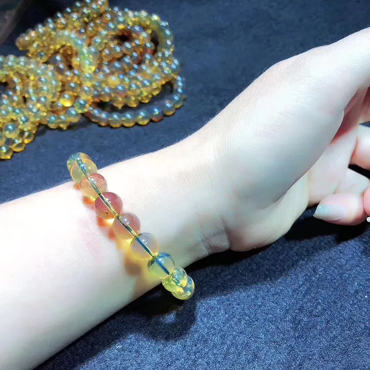 

8-9mm Mexico Blue Amber 2A Quality Bracelets Contains Natural Raw Ore Volcanic Ash Natural Product 8 Grams Horizontal