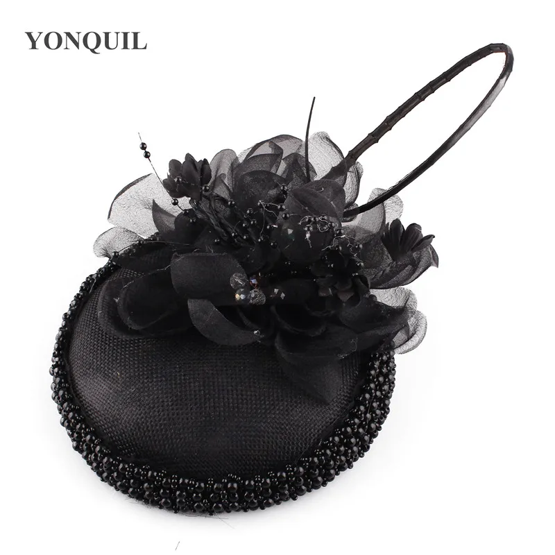 Элегантные шикарные черные шляпы для женщин свадебный ужин вуалетки красивый цветок головные уборы великолепные для девушек аксессуары
