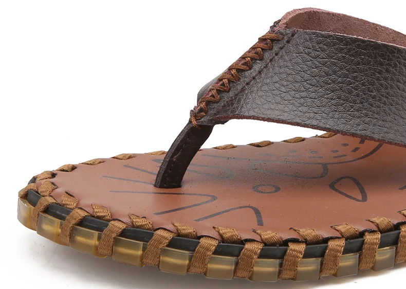 Brand PU Leather Summer Men Slippers Beach Sandals Comfort Men Casual Shoes Fashion Men Flip Flops Hot Sell Footwear
