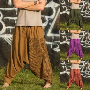 

Oeak Hip Hop Men Baggy Harem Pants Print Loose Wide Leg Sweatpants 2019 Casual Men Trousers Fashion Spring Autumn Men Pants