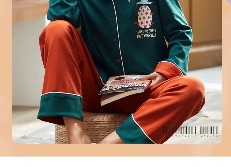 New Women Pajamas Sets Cotton Long Sleeve Autumn Winter Sleepwear Cute Ladies Girl Pijamas Mujer Adult Home Clothes