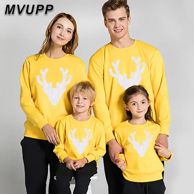 MVUPP/ г. Модные свитшоты для всей семьи, Семейные Комплекты Толстовки для мамы, дочки, папы и сына топы с принтом, платье для папы, мамы и малыша