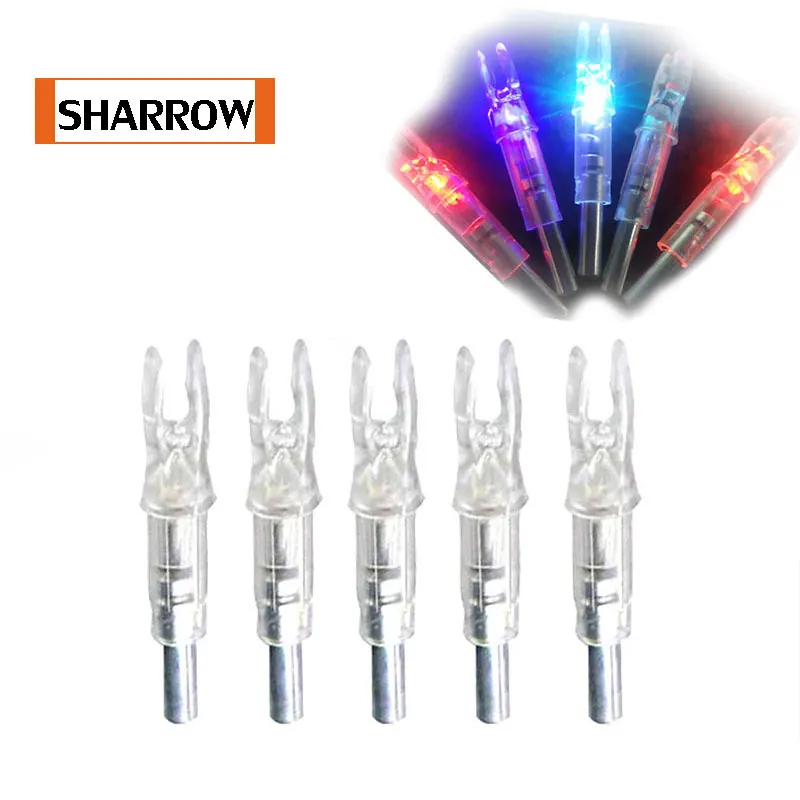 

5pcs/set Manual Control LED Lighted Archery Arrow Nock for Shooting Laser Hunting Automatic Flash Discoloration Colorful Lights