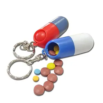 

Creative Mini Capsule Pill Box Moisture-proof Case Cache Drug Holder Container Keychain Keyring Stash Medicine Box Health Care