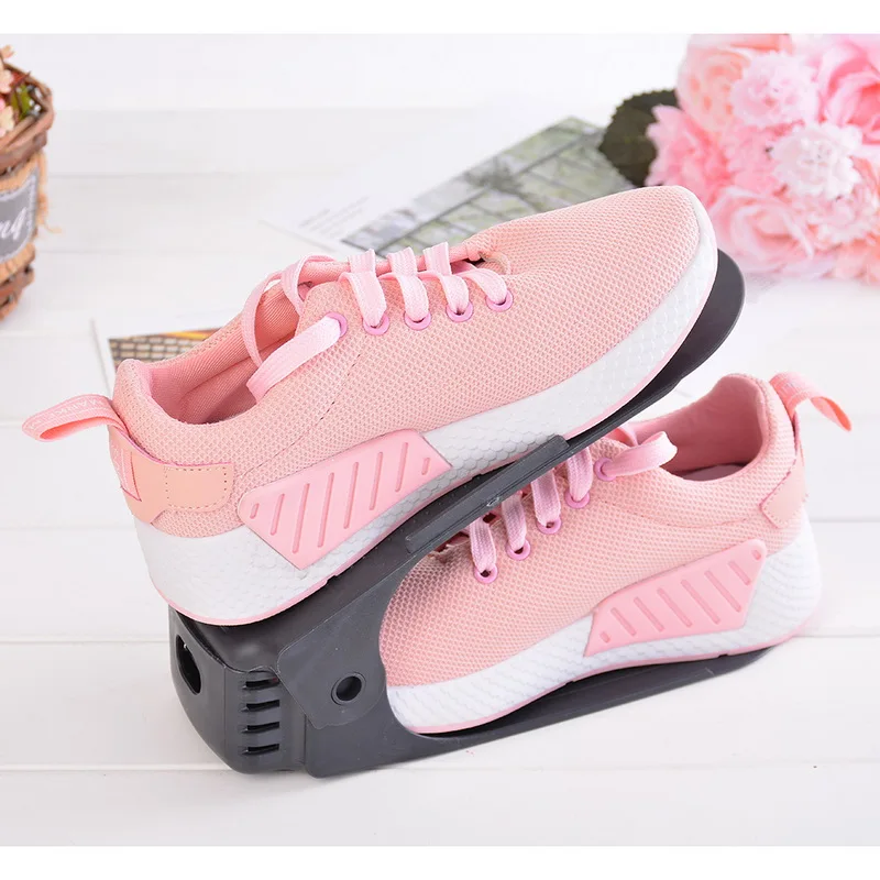 

Save Space Shoes Organizer Rack Plastic Shoes Storage Holder Double-layer Stand Shelf Adjustable Shoes Storage Shleves