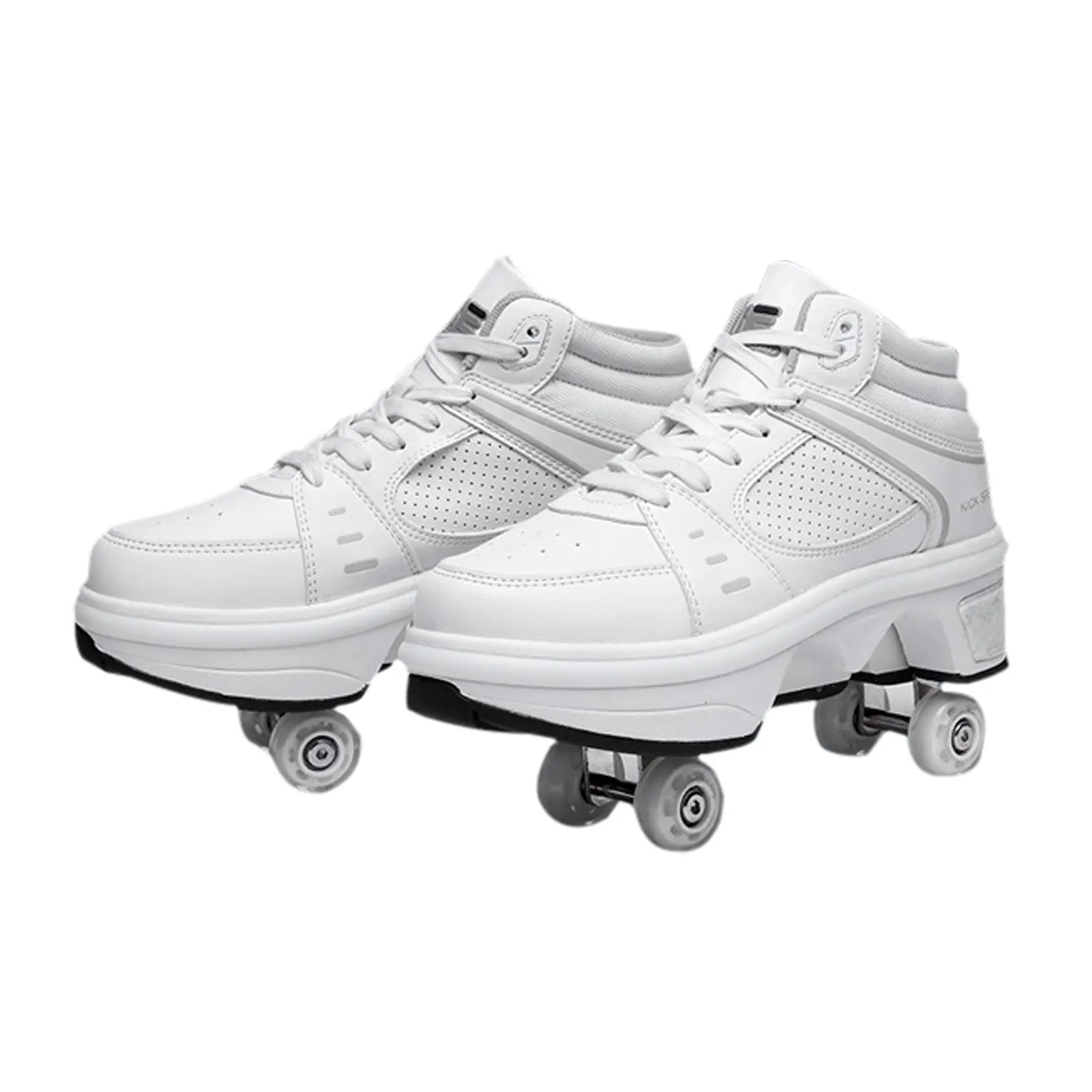 4 Wheeled Shoes Swivel Wheel Deformation Parkour Retractable Roller Skates 2 Row 