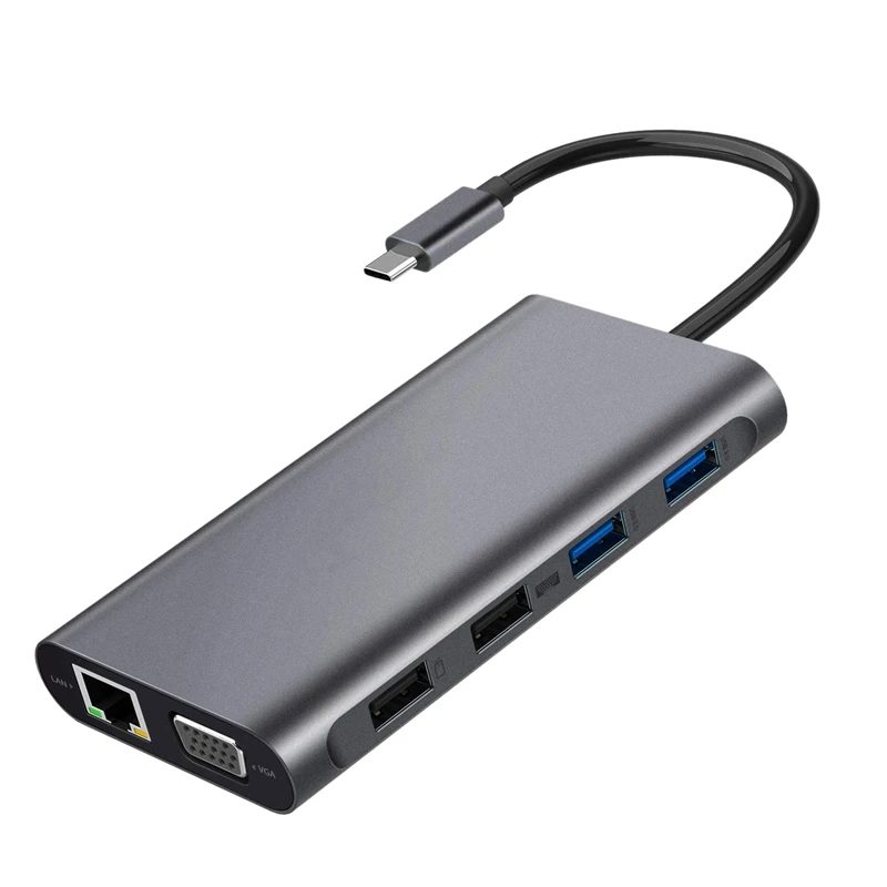 USB C концентратор Usb док станция для ноутбука 11 в 1 три дисплея типа адаптер