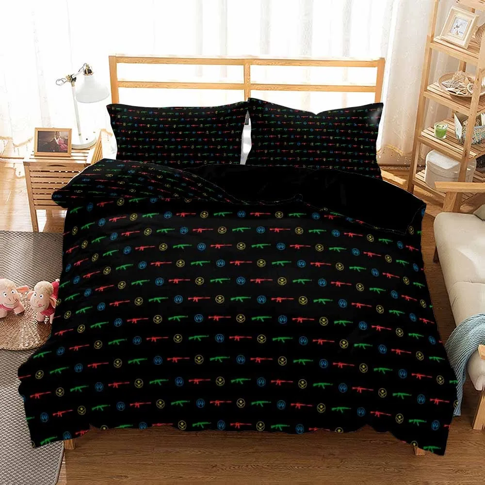 

2/3 Pieces Pistol Bedding Set 3D Print Cartoon Duvet Cover Black Background Cover Set Home Textile For Bedroom Bed Quilt Cover