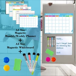 Autocollants pour tableau blanc magnétique, 2 pièces, pour planificateur hebdomadaire, calendrier, Table, maison, école, effaçable à sec 