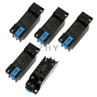 

DYF08A DIN Rail Mount 8 Terminals Relay Socket Base 5 Pcs