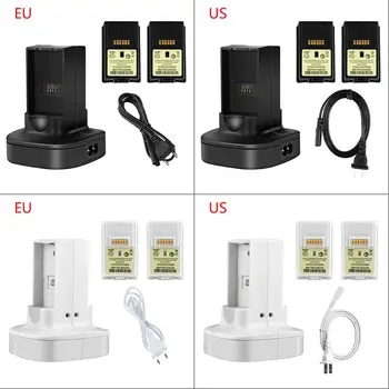 

Dual Charger Charging Dock Station with Rechargeable Battery Power Cord for X-box 360 Game Controller Accessories US/EU Plug