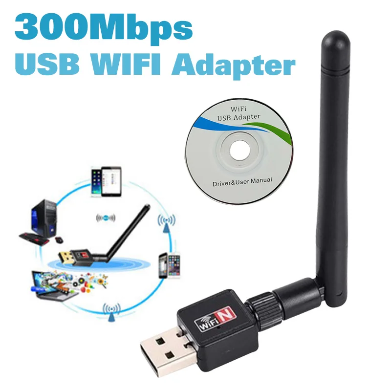 usb wifi adapter ethernet lan wireless 802.11n 300 laptop desktop dongle card antena adaptador 2.4g wi fi receiver wi-fi mini |