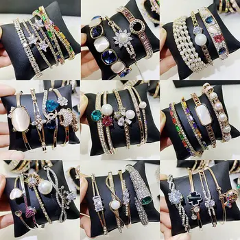 

30 Pcs/lot luxury fashion mix color women alloy bangles lot top quality jewelry zircon bangles wholesale 1031-07