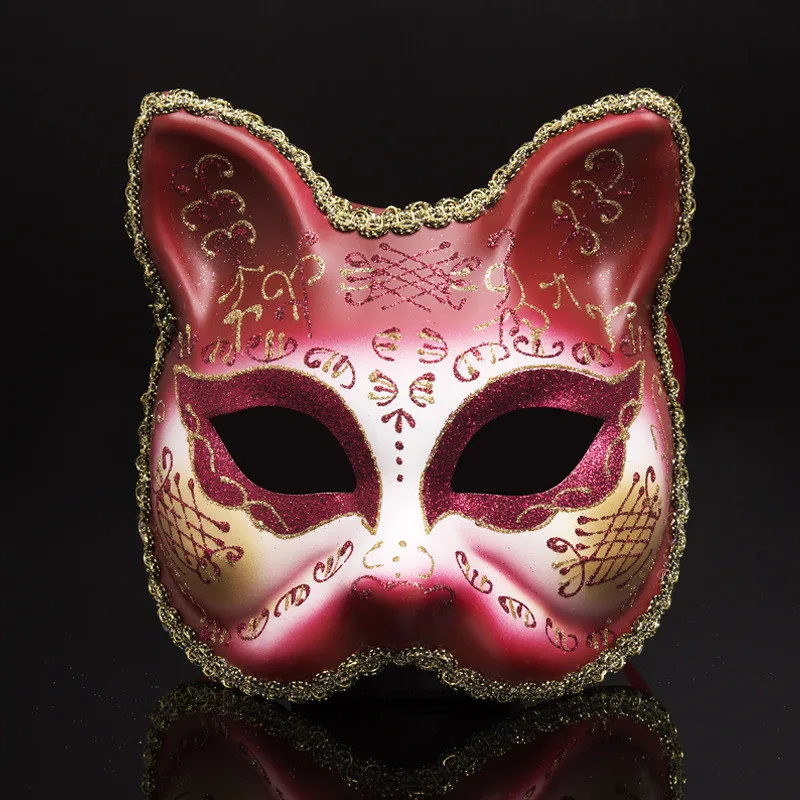 Блестками Cat дизайнерская маска для вечеринки с рисунком лисы Маскарадная маска на Рождество и Хеллоуин; Венецианский карнавал маска Анонимус Косплэй маска животного