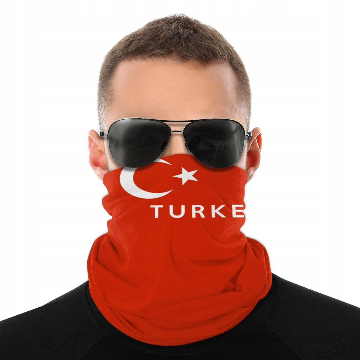 Turkey Country Flag Magic Scarf Half Face Mask Unisex Halloween Tube Mask Balaclava Bandanas Windproof Headband Biking Hiking men wearing scarves