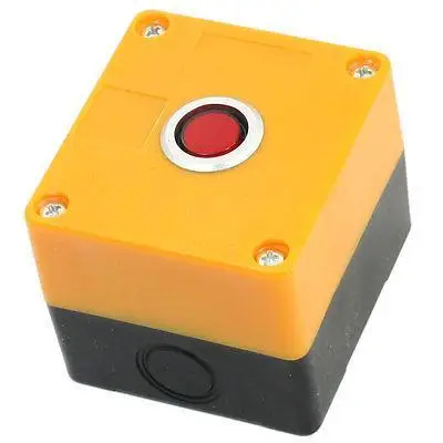 

12V Red Light SPDT 5 Pins Locking Orange Plastic Push Button Station Switch Box