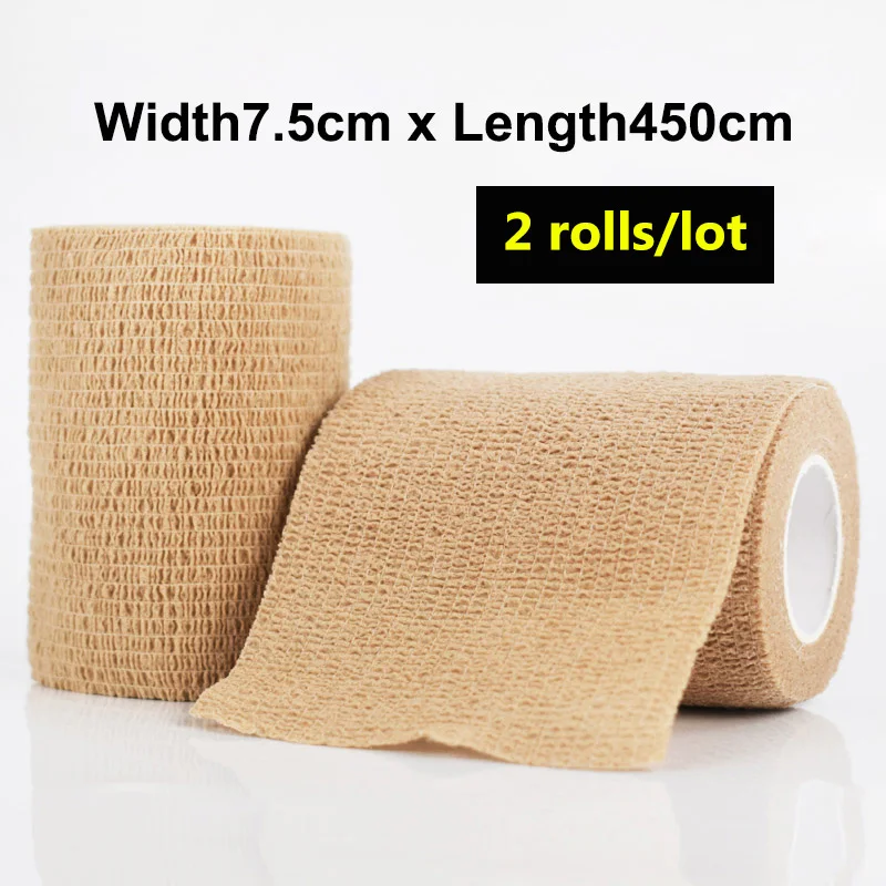 2 rolls 7.5 x 450cm Самоклеящийся эластичный бандаж, медицинский спортивный механизм, фиксированная клейкая лента, повязка на запястье, защита суставов, спортивные повязки - Цвет: 2 rolls 7.5 x 450cm