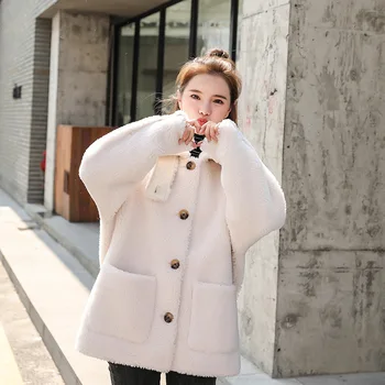 

Nicesnowl Women Suede Fur XL Coat Thick Warm Faux Sheepskin medium Female Overcoat Jacket Winter Fashion Solid Trench Coats