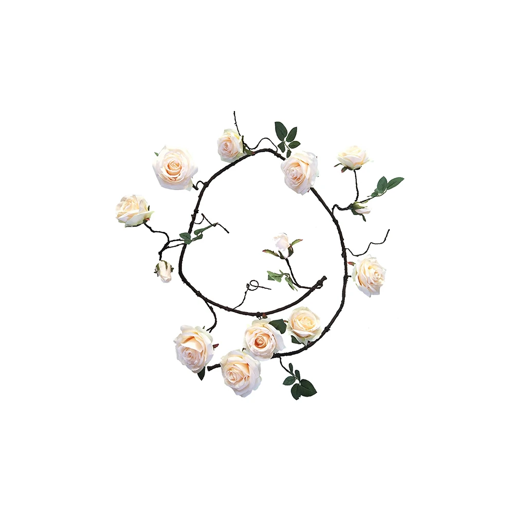 Искусственный шелк розы цветы лоза с поддельными листьями пена ветка дерева ротанга для дома Свадебные украшения сад вечерние украшения - Цвет: YYPA0075-6