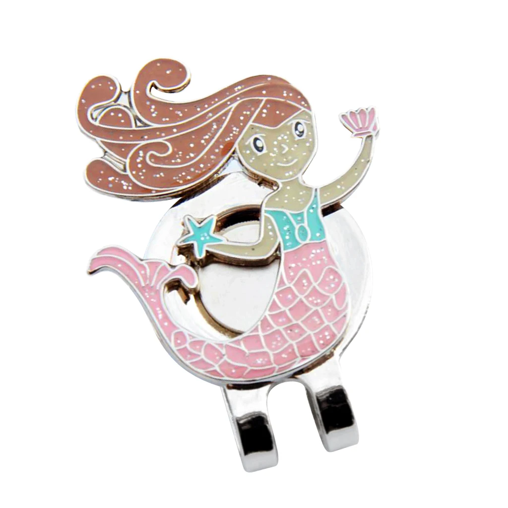 Alloy Sturdy Shining Mermaid  Cap Hat Visor Clip Golf Ball Marker