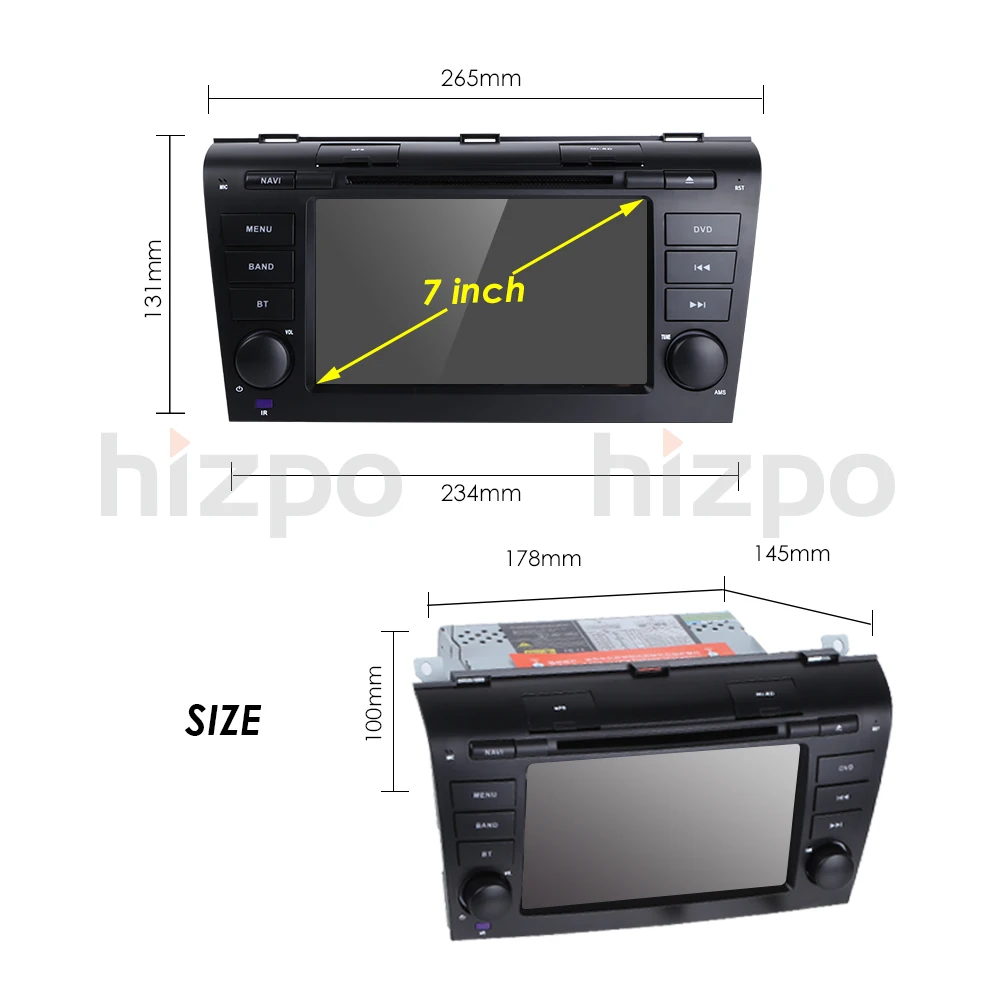 Perfect 1024*600 2G+16G Android9.0 GPS navi car dvd player radio stereo For MAZDA 3 2004-2009 WIFI DAB Mirrorlink rear camera SWC DVR 4G 32