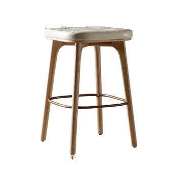 

Nordic Bar Stool Leather Soft Bag Bar Stool Bar Stool Simple Modern High Stools Home Bar Stool Solid Wood High Chair