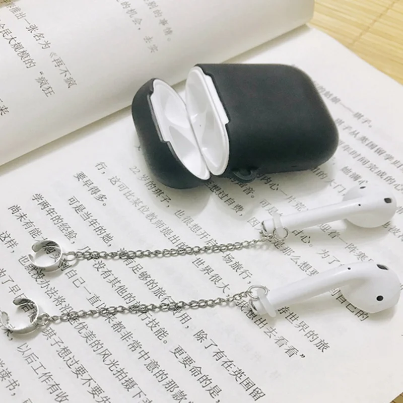 Длинные серьги AirPods с кисточками, с защитой от потери, покрытые серебром и синими ушками, для наушников, для мужчин и женщин, ювелирные аксессуары, подарок