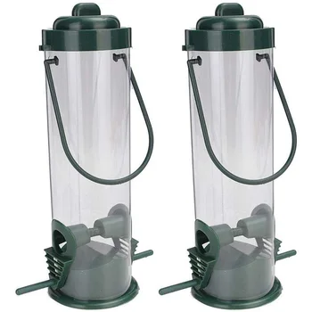 

Tube Bird Feeder, Outdoor Hanging Bird Feeder with Handle Durable and Disassembles for Garden Yard Tree (2 Pack)