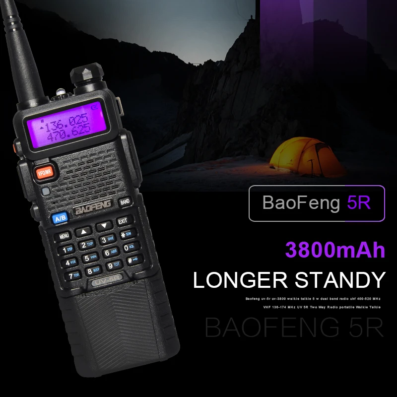 Лучшая цена Baofeng УФ 5R двухдиапазонная Портативная рация 5Вт UHF 400 520MHz VHF 136 174MHz UV