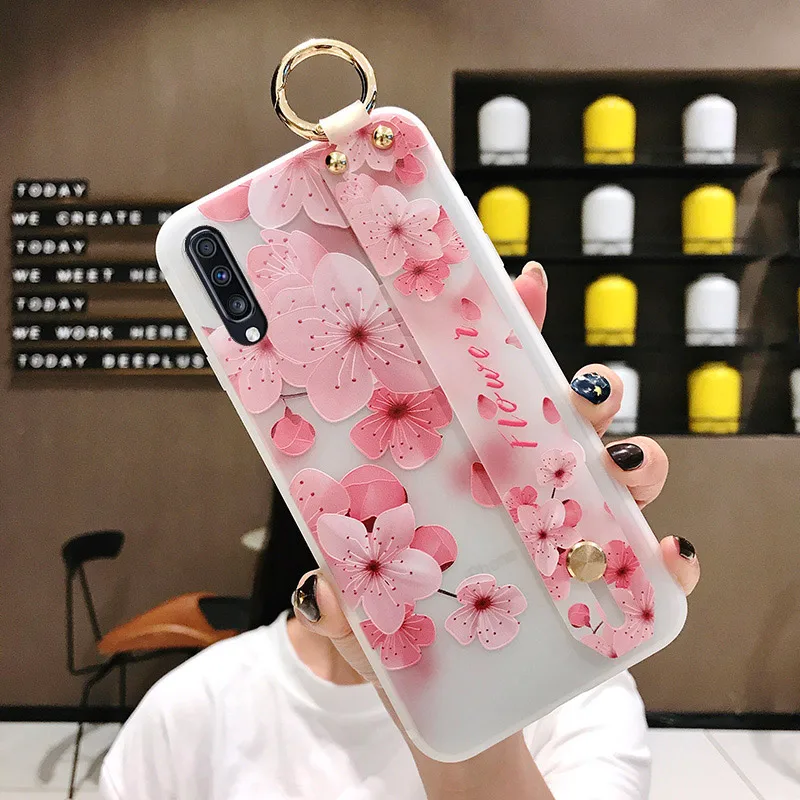SK3-14WDFPink SoCouple ремешок чехол для samsung Galaxy S9 S8 S10 плюс S10e Note 8, 9, 10, плюс A40 A50 A70 A20 A10 A30 чехол для телефона из ТПУ с принтом держатель чехол - Цвет: SK3-14WDFPink