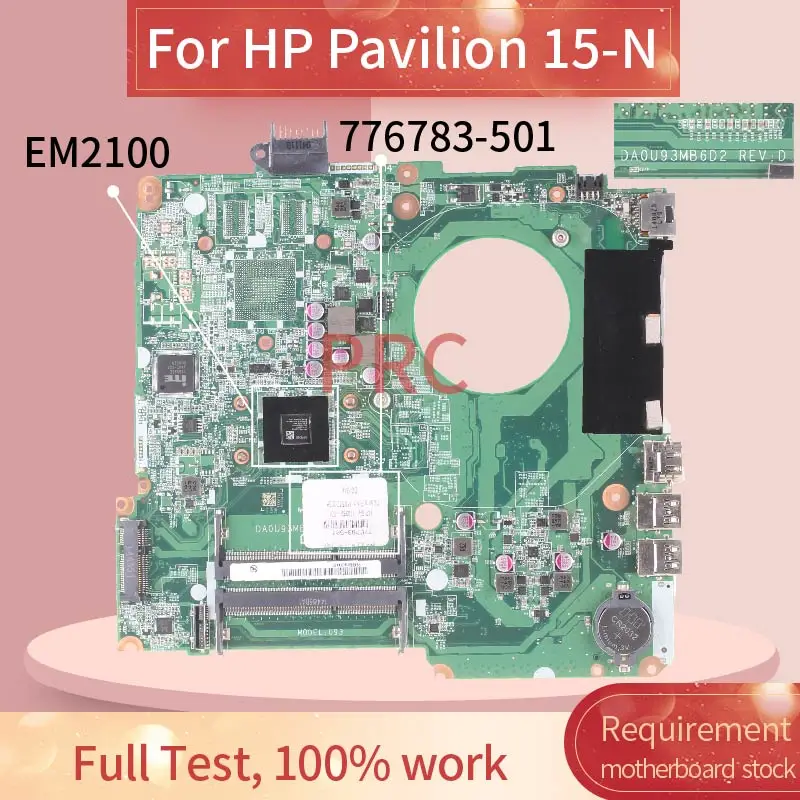 Placa-mãe 776783501 para hp Pavilhão 15-n Em2100 Placa-mãe Da0u93mb6d2 Ddr3 Teste Completo 100 Trabalho