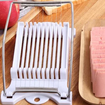 

Stainless Steel Luncheon Meat Slicer Egg Fruit Sushi Soft Food Canned Meat Cutter with 10 Cutting Wire White