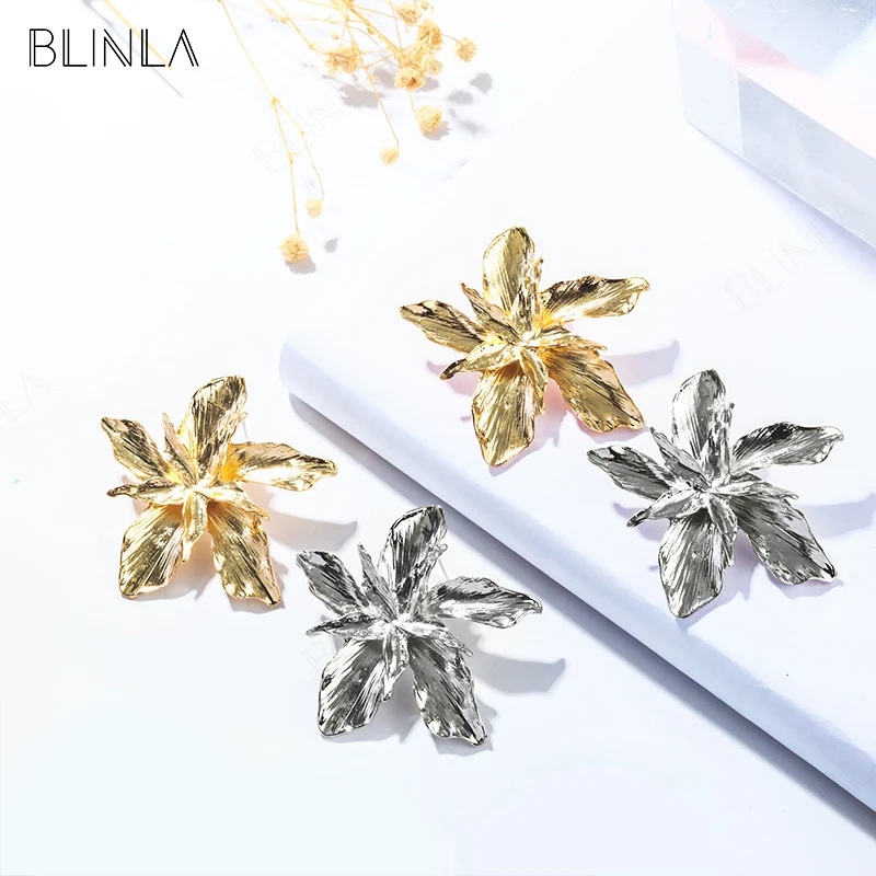 BLINLA New Vintage Gold Geometric Drop Earrings for Women Fashion Big Metal Leaf Dangle Earring Statement Jewelry Wholesale
