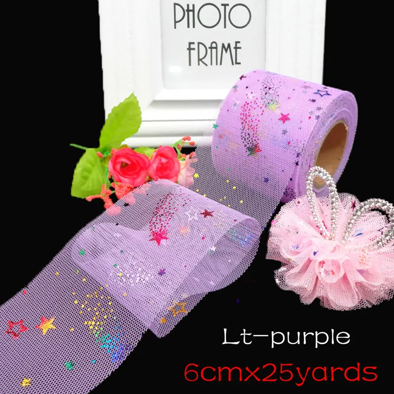 13cm*25Yard Glitter Lace Roll Colorful Tulle Tutu Skirt Fabric Spool Gift Wrap Party Birthday Supplies Wedding Table Decoration - Цвет: Lt-purple