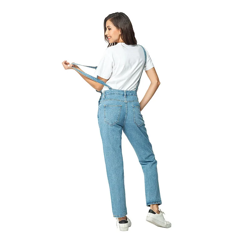 Весенние комбинезоны женский джинсовый комбинезон рваные джинсы с высокой талией женский комбинезон Свободные повседневные джинсы комбинезоны для улицы