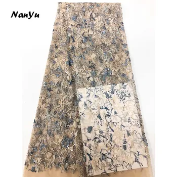 

2019 New Design Lace Japanese and Korean Style Sequins Paillette Embroidery Net Fabric