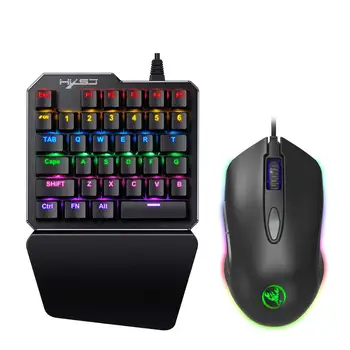 

Mini LED Ergonomic Single Hand Game Keyboard + Mouse Mice Computer One Hand Left Hand Wired Keypad
