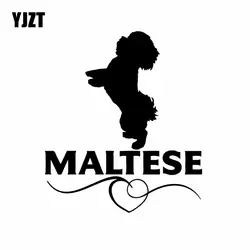 YJZT 12X13,9 см Мальтийская любовь виниловая наклейка на машину наклейка собака порода животное черный/серебристый C24-1539