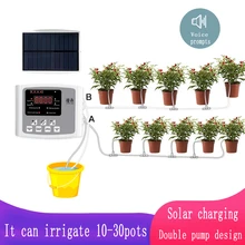 Dispositivo de irrigação de jardim, dispositivo inteligente com controlador de bomba dupla, sistema de energia solar, dispositivo de irrigação automático para plantas