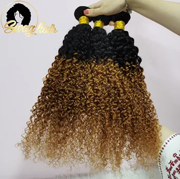 

Swag Jerry Curl Bundles Brazilian Human Hair Bundles Ombre Curly Bundles 1B/30 Remy Hair Extensions 10-30 Inches Hair Extensions