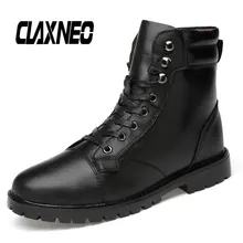 CLAXNEO/мужские ботинки с высоким берцем; сезон осень-зима; мужская обувь с Плюшевым Мехом; теплые мужские ботинки в байкерском стиле из натуральной кожи
