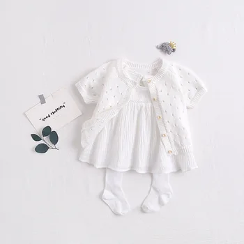 

Baby Girls Sweaters Cardigans Summer Thin Newborn Infant Short Sleeve Jackets Tops Short Sleeve Outwear Children Knitted Clothes
