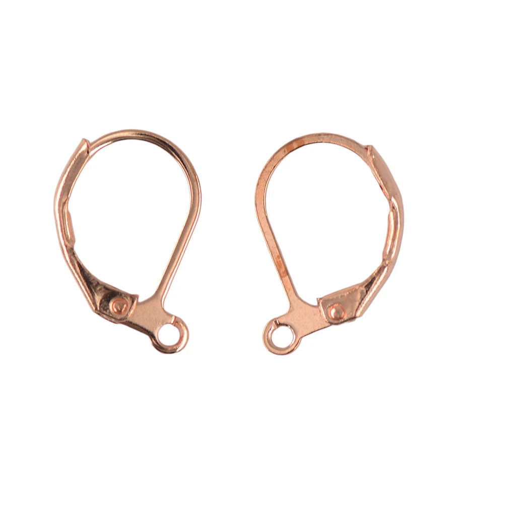 50pcs French Leverback Earrings Findings Hooks Open Loop DIY Rose Gold