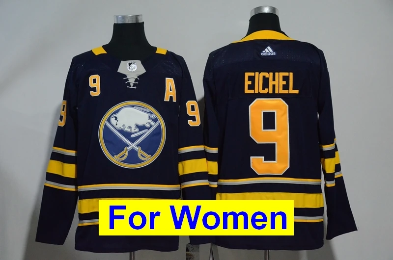 Все сшитые женские майки Buffalo Jack Eichel Rasmus Dahlin Jeff Skinner - Цвет: Черный