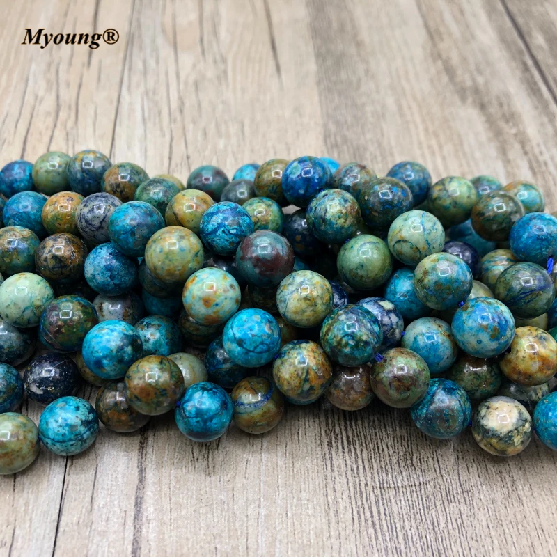 2Strands Natural Phoenix Chrysocolla Lapis Lazuli Smooth Round Gems Stone Loose Beads For Jewelry Making Design DIYMY210407