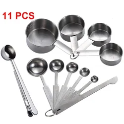 Deluxe Stackable Stainless Steel Measuring Cups and Spoons Set - Premium Kitchen Tool Collection (11 Pieces)