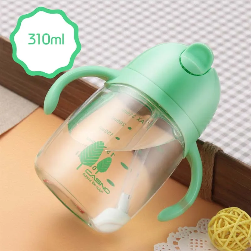 

1Pcs Baby Water Bottle with Straw 310ML Baby Sippy Cup Infant Feeding Bottle with Handle Drinking Bottle Training Cup
